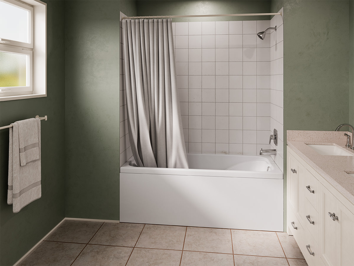 Bathroom before renovation with Flexpanels wall panels